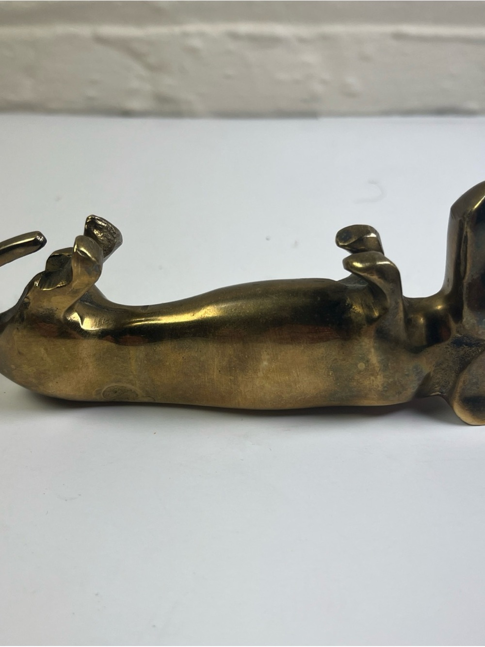 Brass Dachshund Figurine Decorative Sculpture - Gold Finish